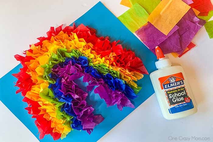 Make this colorful rainbow tissue paper craft for the perfect indoor activity. Easy rainbow crafts are so fun and a great learning activity. Make this colorful rainbow tissue paper craft for the perfect indoor activity. Easy rainbow crafts are so fun and a great learning activity.
