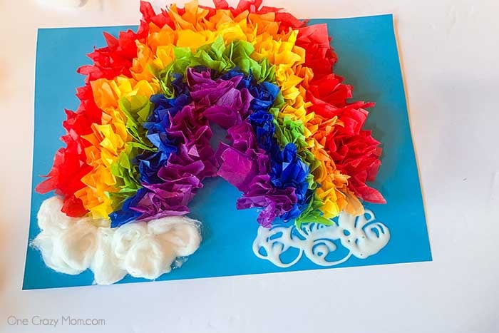 Make this colorful rainbow tissue paper craft for the perfect indoor activity. Easy rainbow crafts are so fun and a great learning activity. Make this colorful rainbow tissue paper craft for the perfect indoor activity. Easy rainbow crafts are so fun and a great learning activity.