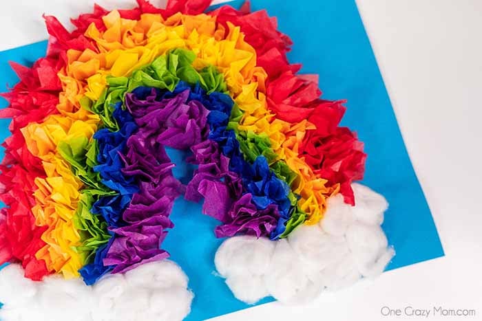 Make this colorful rainbow tissue paper craft for the perfect indoor activity. Easy rainbow crafts are so fun and a great learning activity. Make this colorful rainbow tissue paper craft for the perfect indoor activity. Easy rainbow crafts are so fun and a great learning activity.