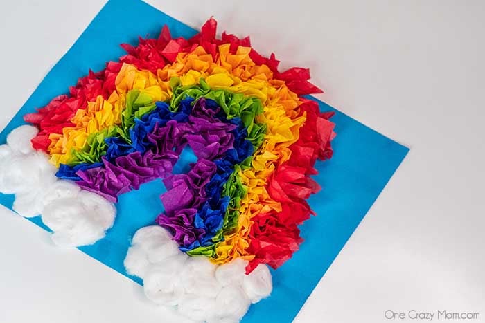 Make this colorful rainbow tissue paper craft for the perfect indoor activity. Easy rainbow crafts are so fun and a great learning activity. Make this colorful rainbow tissue paper craft for the perfect indoor activity. Easy rainbow crafts are so fun and a great learning activity.