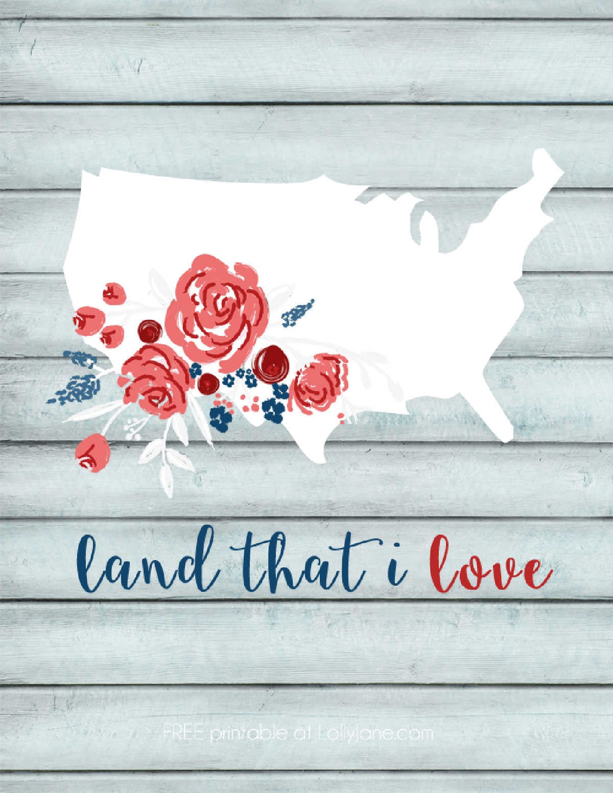 Use one of these free 4th of july printables to decorate your home for less. These patriotic 4th of July printables are easy to print for your home. Grab an inexpensive frame for fourth of july printables and you are set! Floral artwork on the United States.