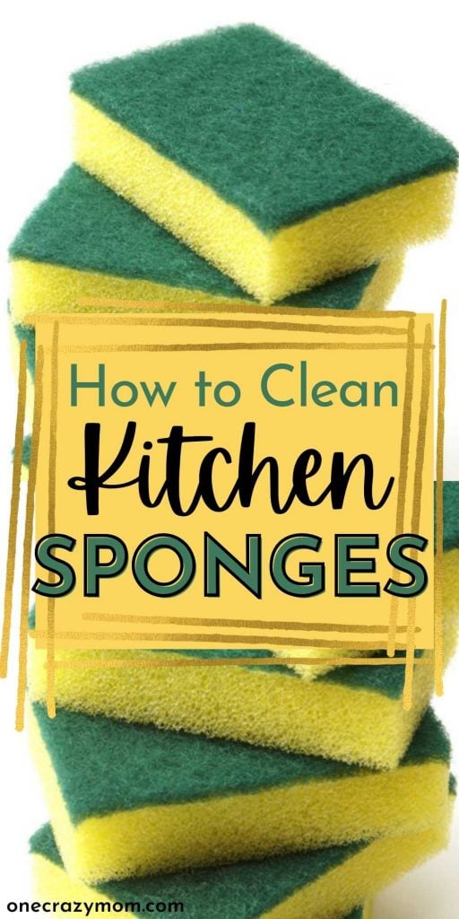 How to Clean a Sponge without any extra work. This is the best and easiest cleaning hack to keep your sponges clean. This kitchen cleaning hack kills germ in your kitchen sponge and keeps it from getting smelly too! #onecrazymom #cleaninghack #cleaning #sponges