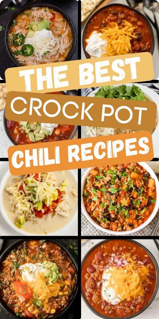 25 of the Best crock pot chili recipes. Here are easy crock pot chili recipes you can make for easy dinner ideas. You will love these beef and chicken slow cooker chili recipes that they entire family will love. #eatingonadime #crockpotrecipes #slowcookerrecipes #chilirecipes