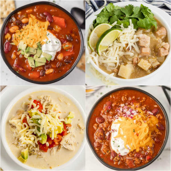 25 of the Best crock pot chili recipes. Here are easy crock pot chili recipes you can make for easy dinner ideas. You will love these simple beef and chicken slow cooker chili recipes that they entire family will love. #eatingonadime #crockpotrecipes #slowcookerrecipes #chilirecipes