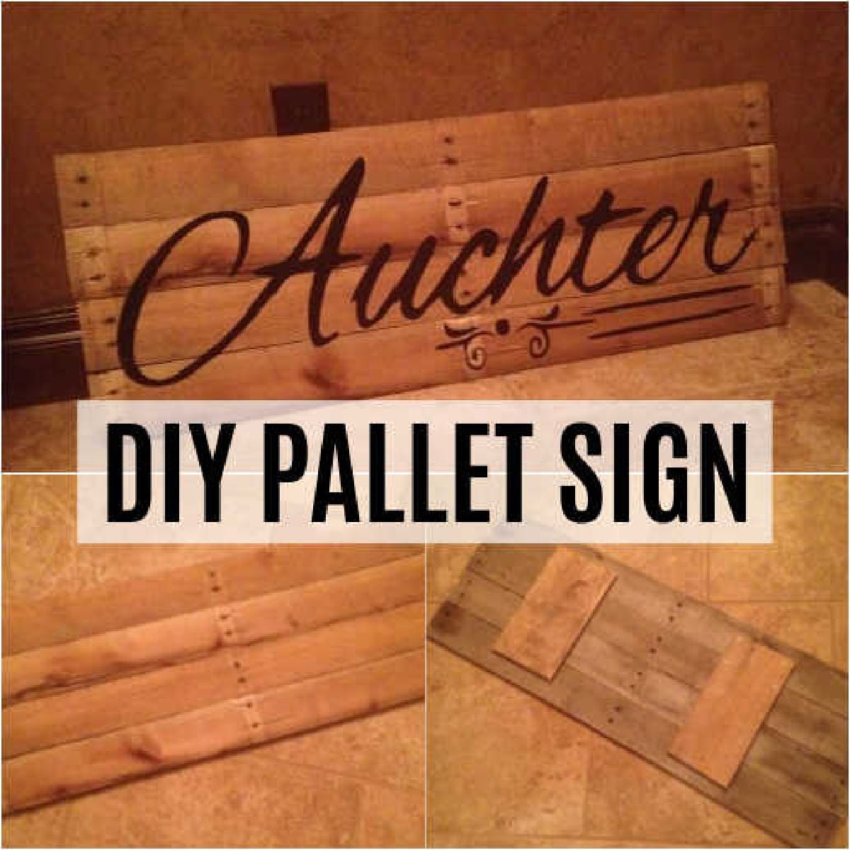 Make this super easy DIY last name pallet sign for less than $10. This easy pallet craft idea is super easy and turns out amazing. Learn how to make a pallet sign with these easy step by step instructions. You’ll love how easy it is to make a sign out of a wood pallet and it’s affordable too! #onecrazymom #DIYcrafts #woodpallets #palletsign