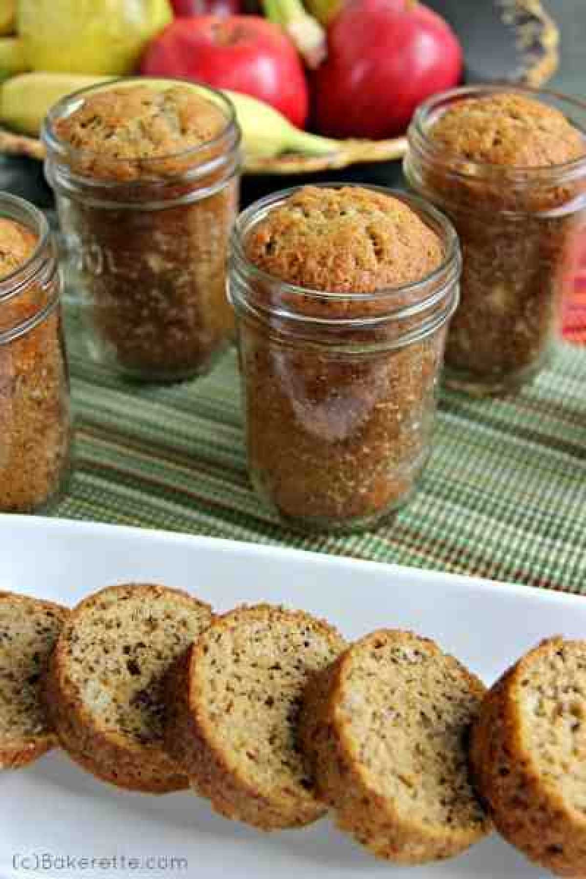 Banana bread cooked in jars.