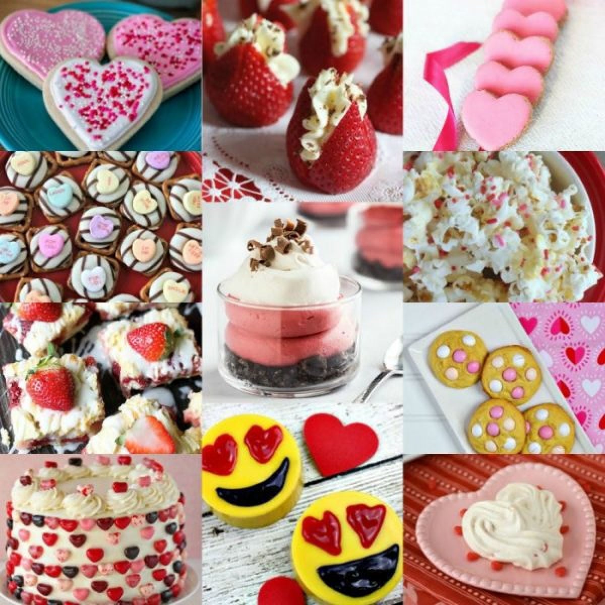 Pink and red valentine's day desserts.
