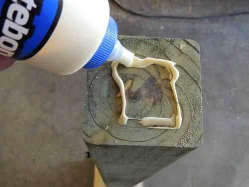 Glue on post.