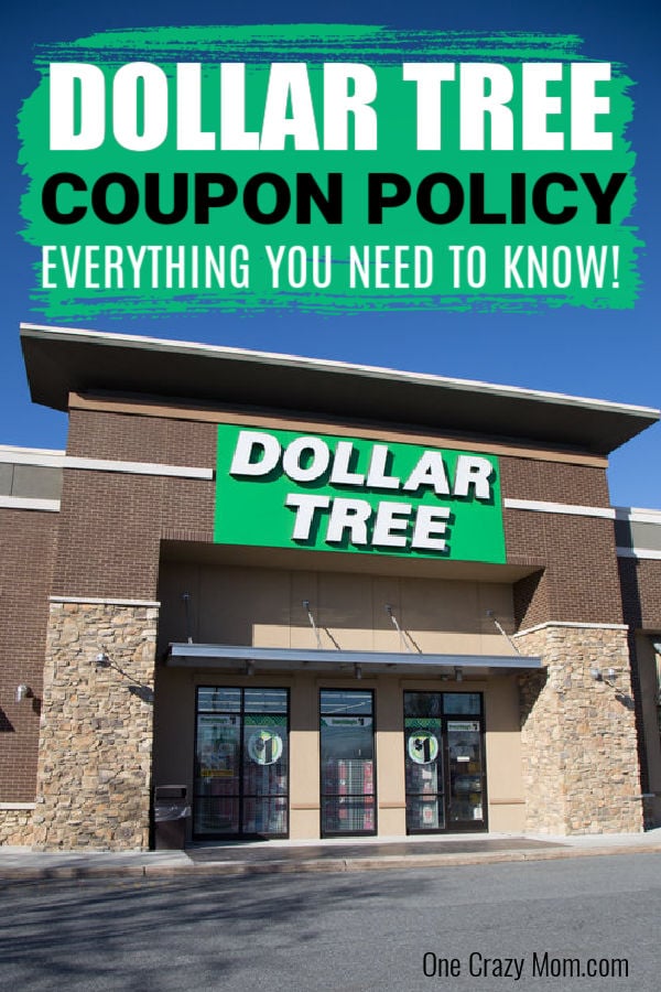 The Dollar Tree store front with the words, "Dollar Tree Coupon Policy, Everything you need to know!" on it