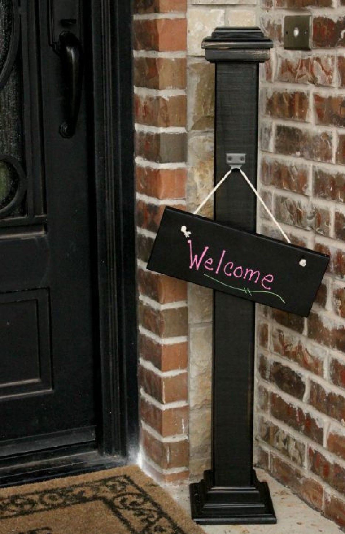 DIY Welcome sign on porch.