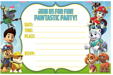 Paw Patrol Invitations