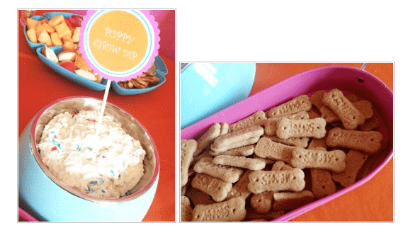 Puppy chow dip ready to serve.