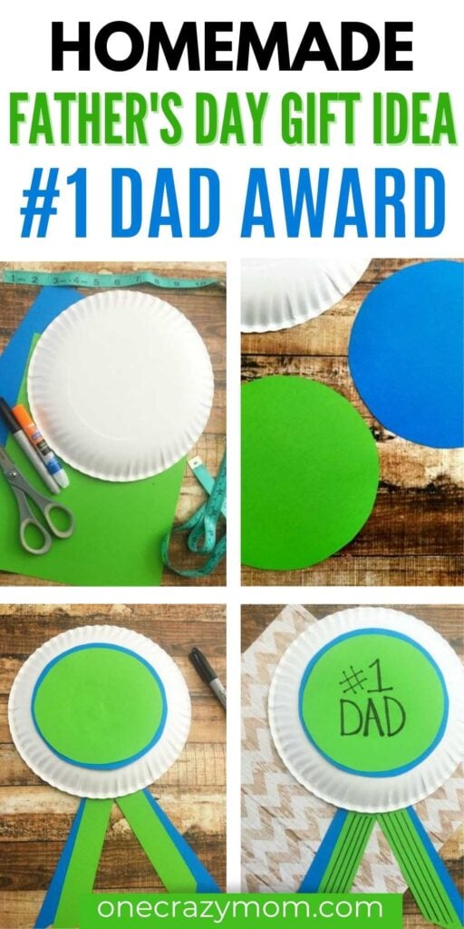 Surprise Dad with this Homemade father's day gift idea. If you are looking for a fun and easy DIY, let the kids make the best dad award. This is the easiest tutorial and Dad’s will love receiving this adorable craft for Father’s Day. #onecrazymom #DIY #fathersday #craftideas