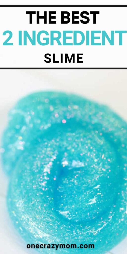 We have a super simple DIY for 2 Ingredient Slime that your kids can make. You can make really cool slime with ONLY 2 ingredients that your kids will love! Learn how to make the easiest slime recipe. #onecrazymom #slimerecipes #DIYslime #2ingredientslime