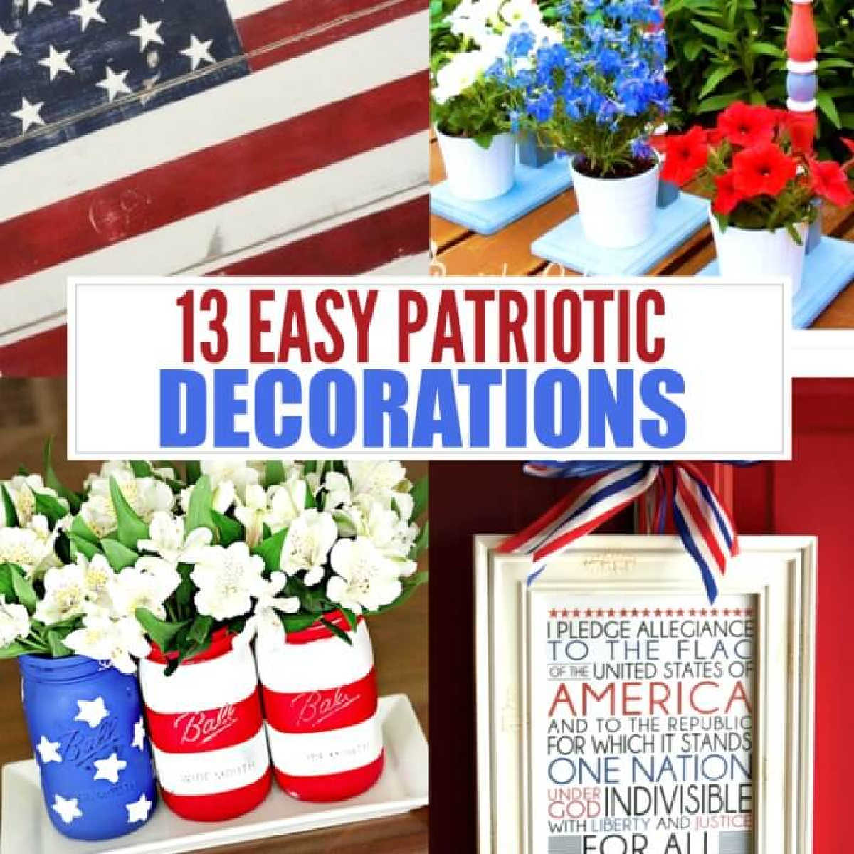 We have simple and easy 4th of July decorations. All you need is some red, white, blue, and a little creativity to make these amazing patriotic decorations.