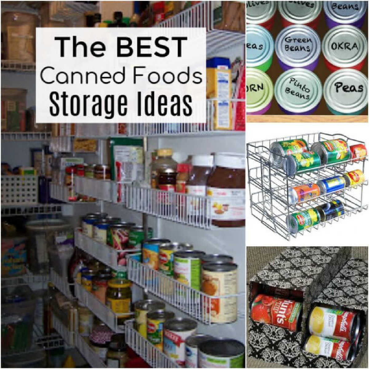Learn how to organize canned food with these easy canned food storage ideas. Over 15 canned food storage hacks that will get your pantry in order.