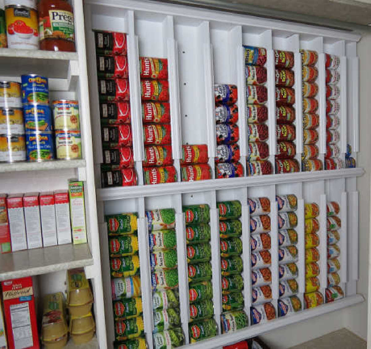Learn how to organize canned food with these easy canned food storage ideas. Over 15 canned food storage hacks that will get your pantry in order.