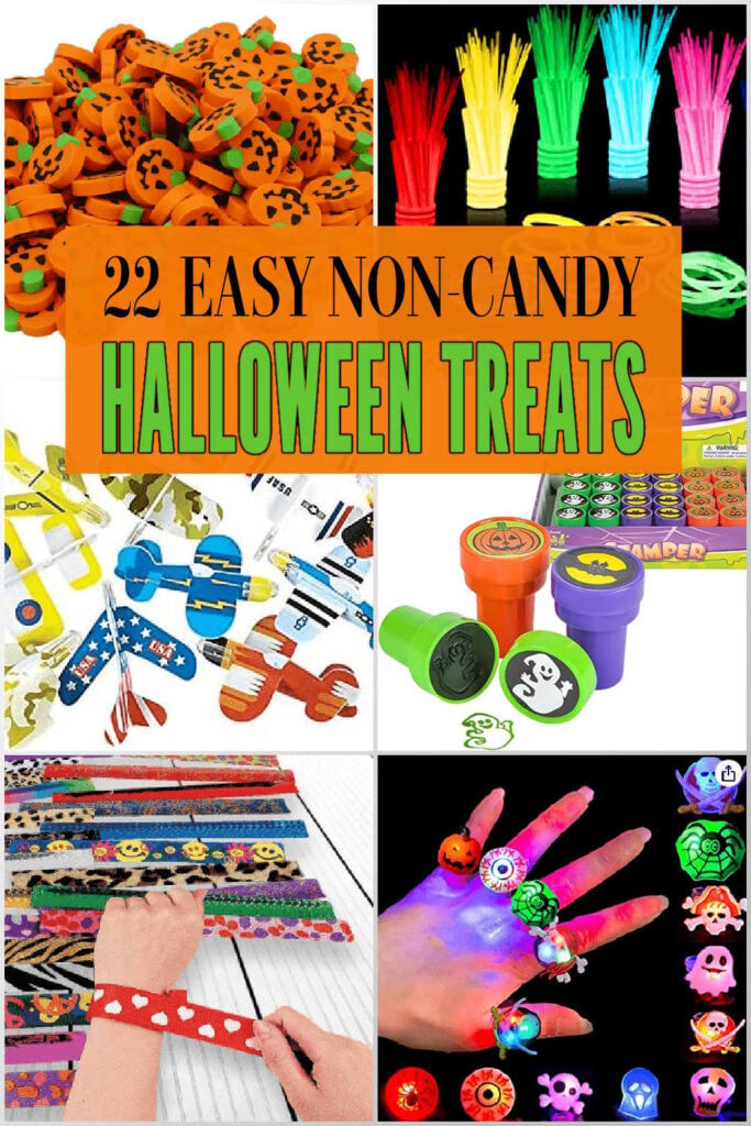 The Best Non Candy Halloween Treats that trick or treaters will love. Find 23 Halloween treat ideas that don't include candy treats that kids will love. These non candy Halloween treats are great for school, for kids, for teens or for party favors for a Halloween party! #onecrazymom #halloweentreats #halloweenideas