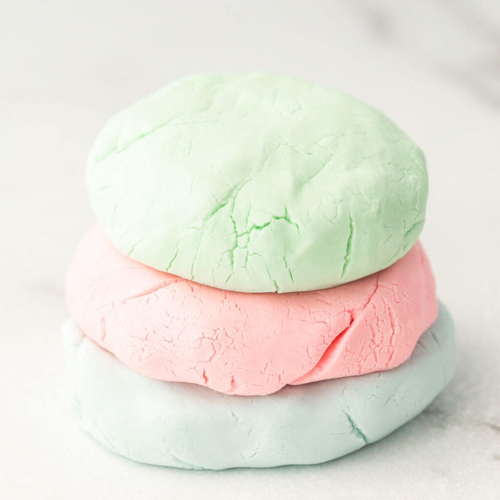 Cloud dough stacked on each other. 