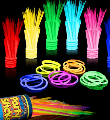 Glow bracelets in various colors.