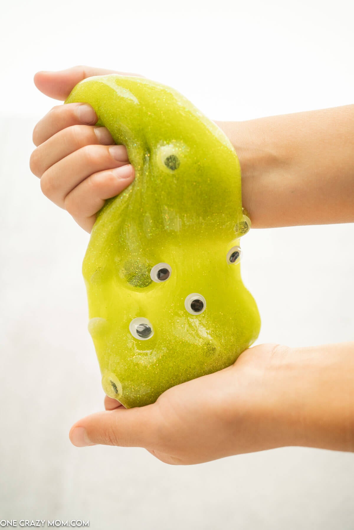Googley eyes mixed into slime.