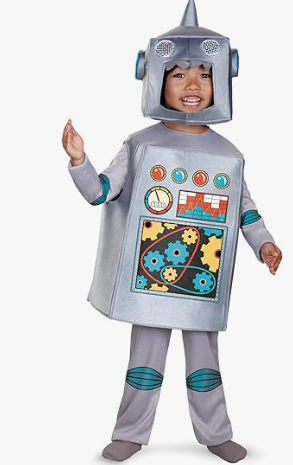 Retro robot costume on a child.