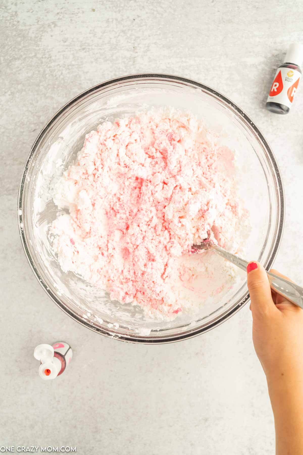 Cornstarch poured into bowl.
