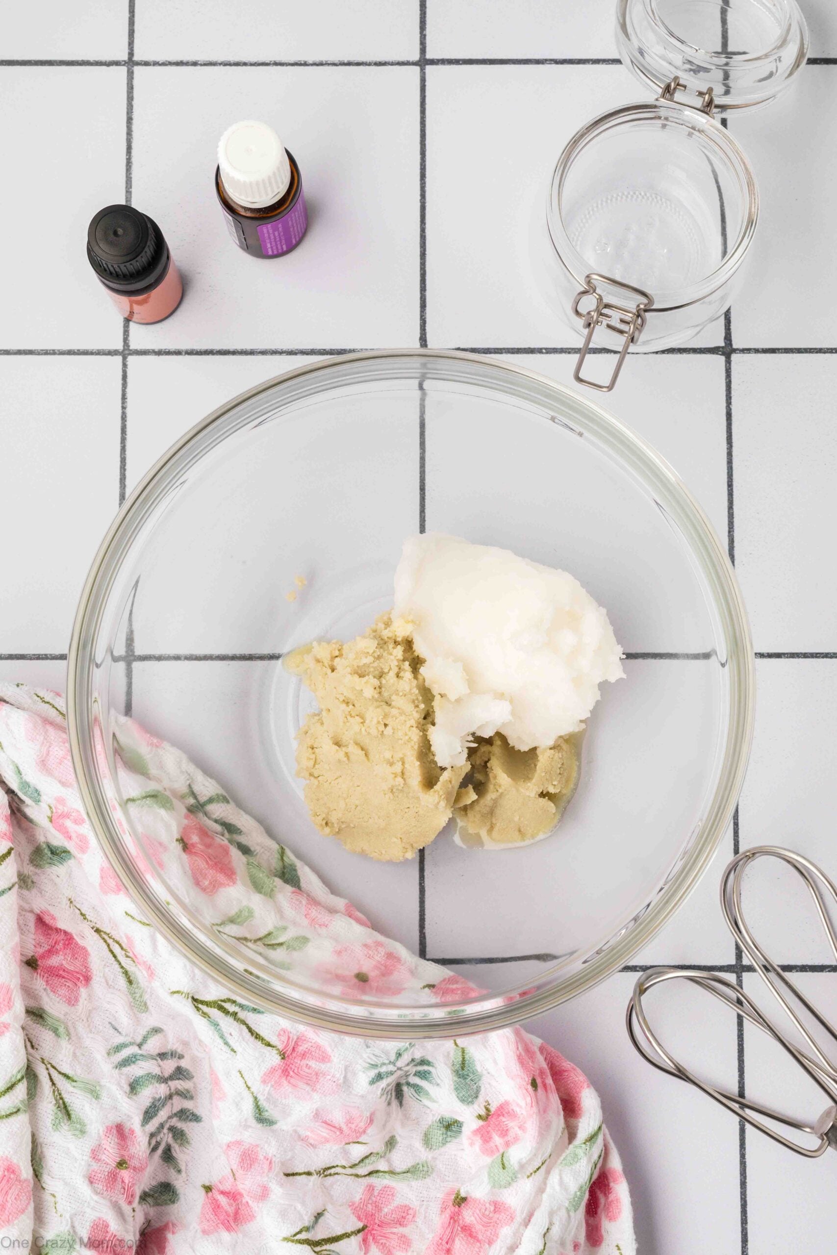 Shea butter and coconut oil in a bowl.