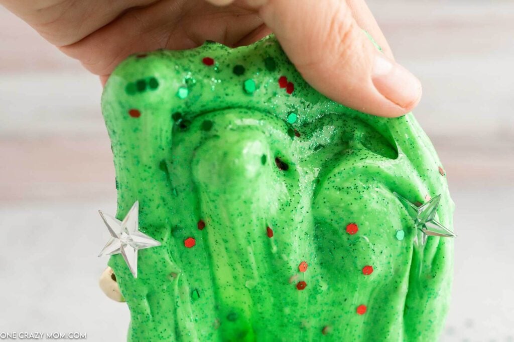 Christmas Slime spread out with confetti.