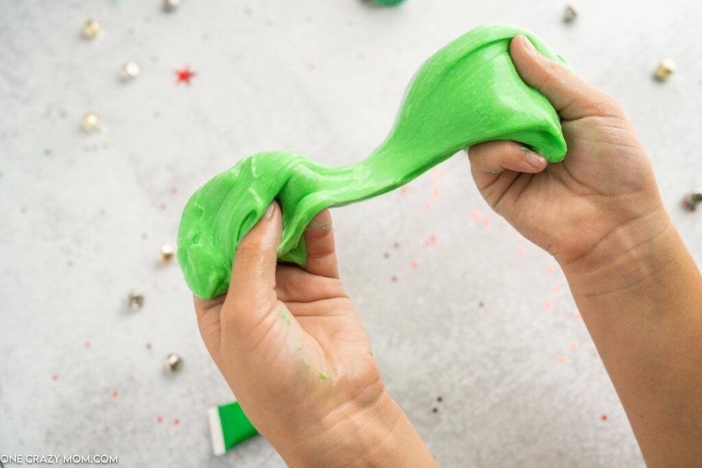 Slime in hands.