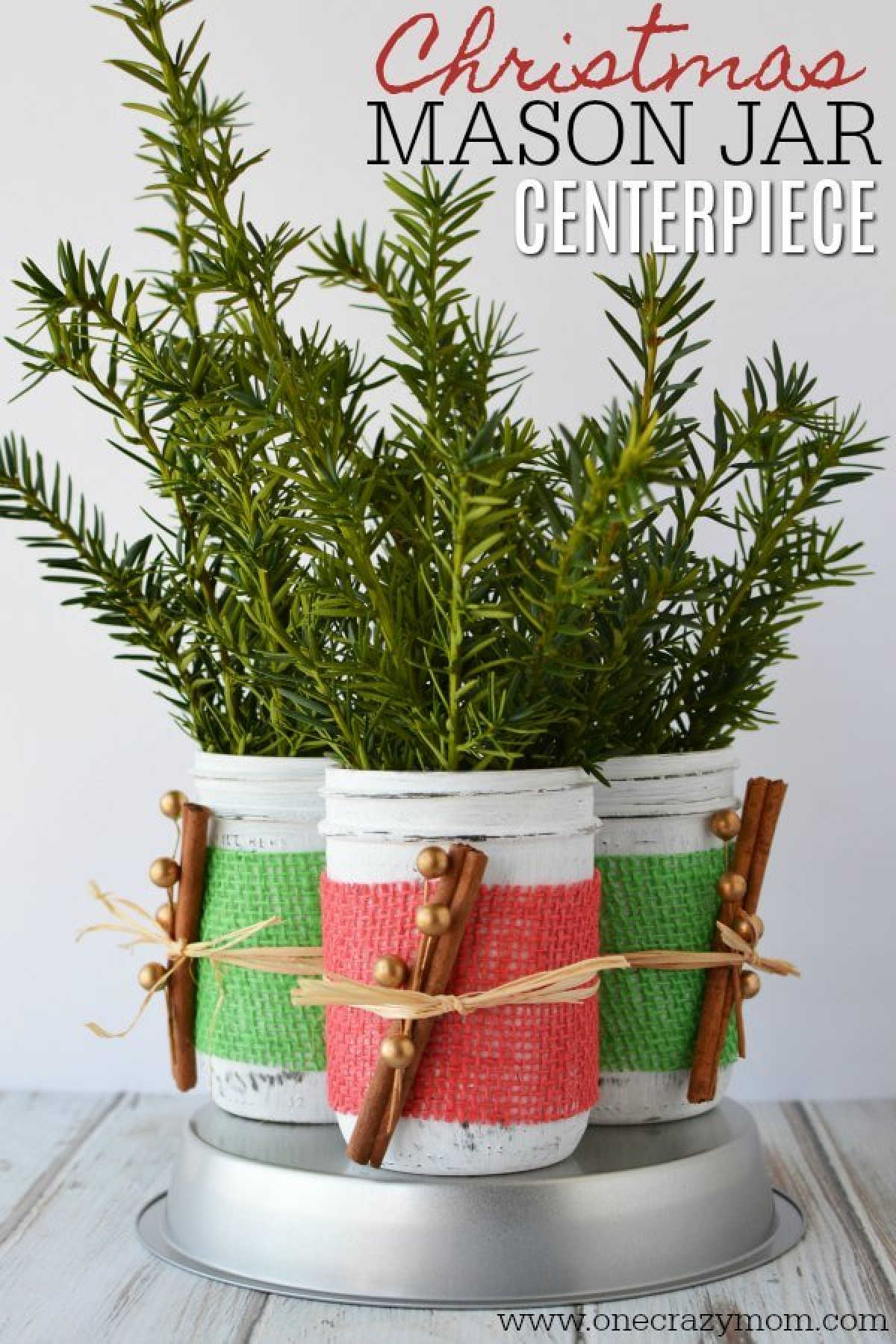 If you're looking for holiday centerpiece ideas,make this rustic Christmas centerpiece.This mason jar Christmas centerpiece is so simple and easy!