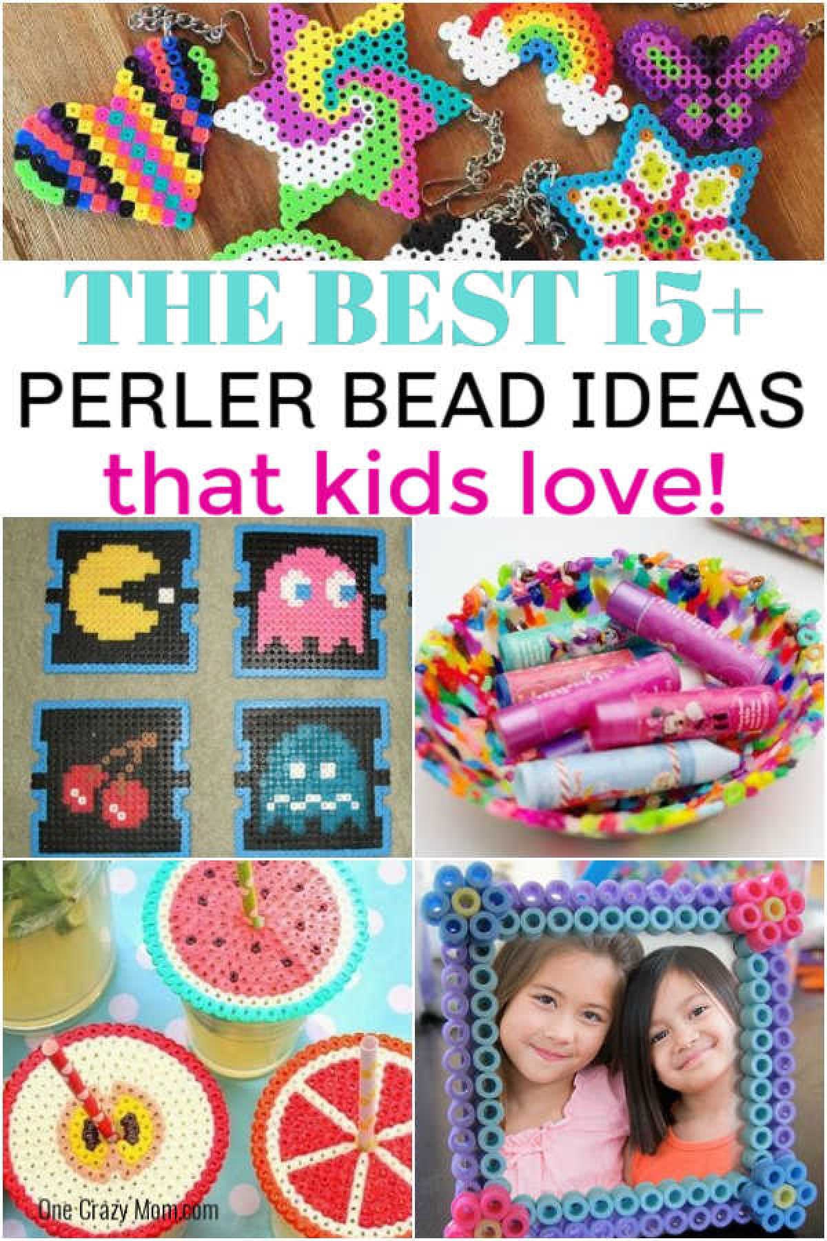 Perler bead crafts are so much fun and we have over 15 easy perler bead ideas. Choose from picture frames, magnets and so much more. Collage of perler bead ideas.
