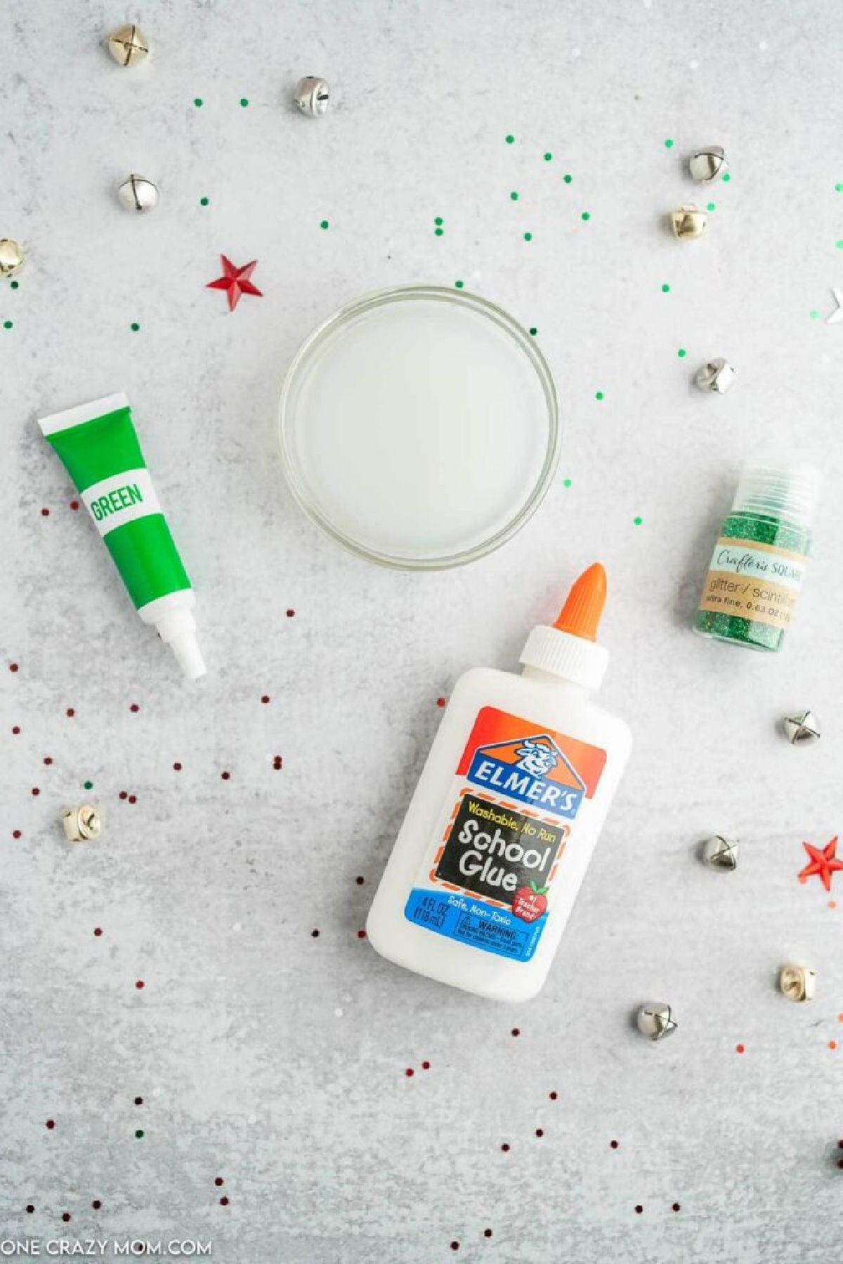 Supplies needed for Christmas Slime.