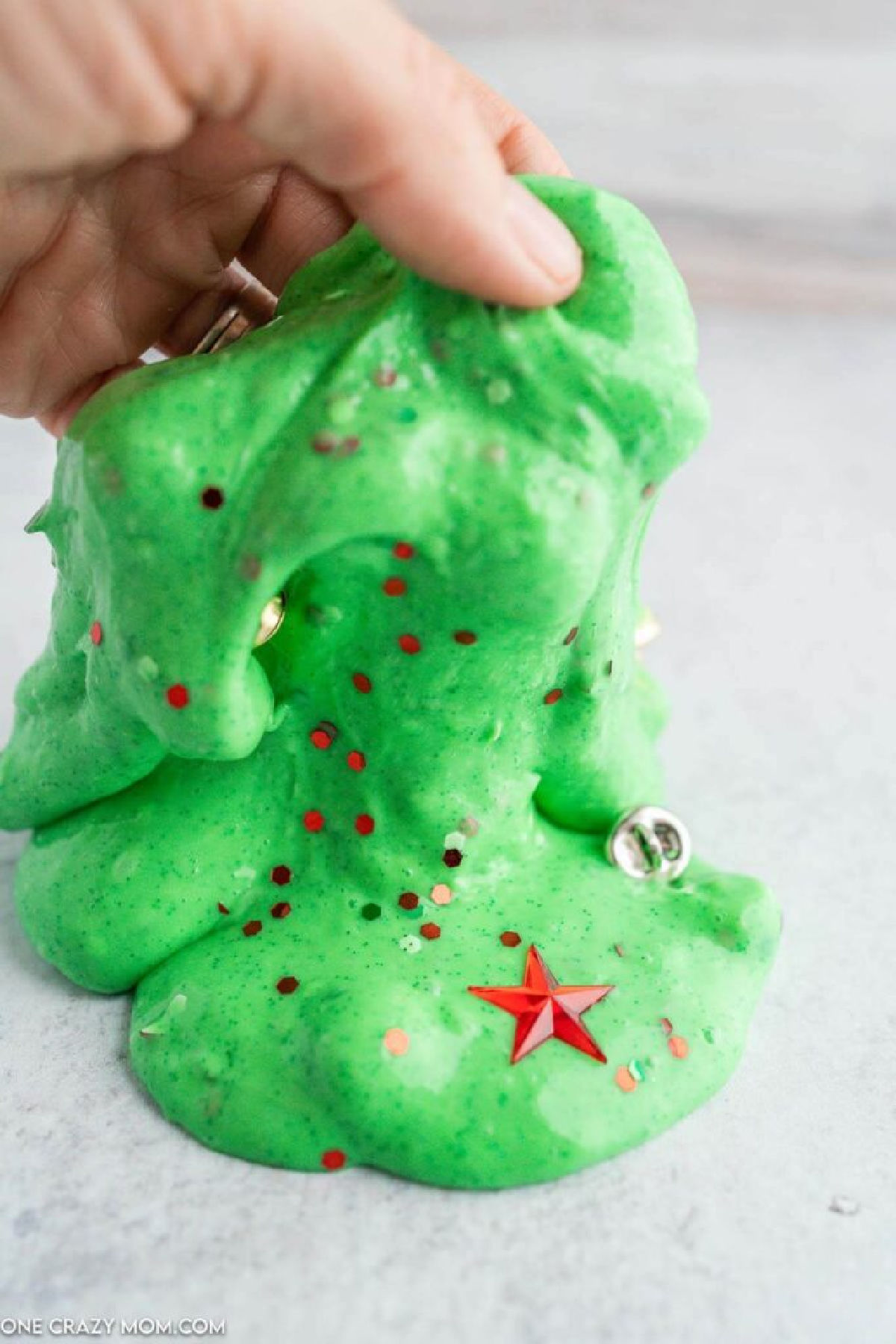 Christmas Slime spread out with confetti.