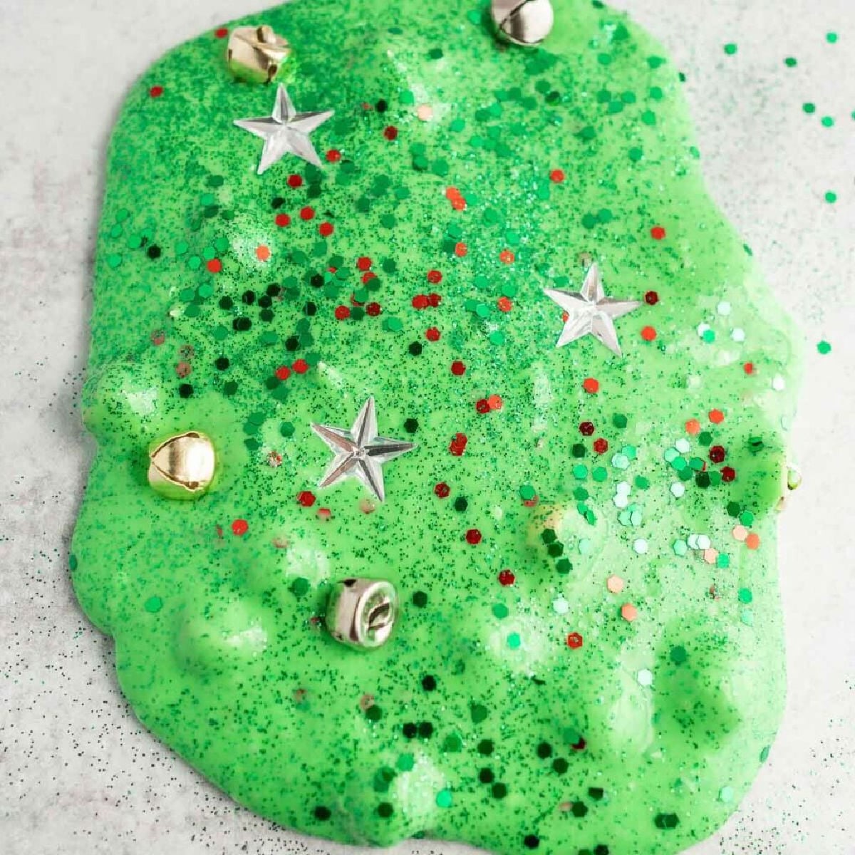 Christmas Slime spread out with confetti.
