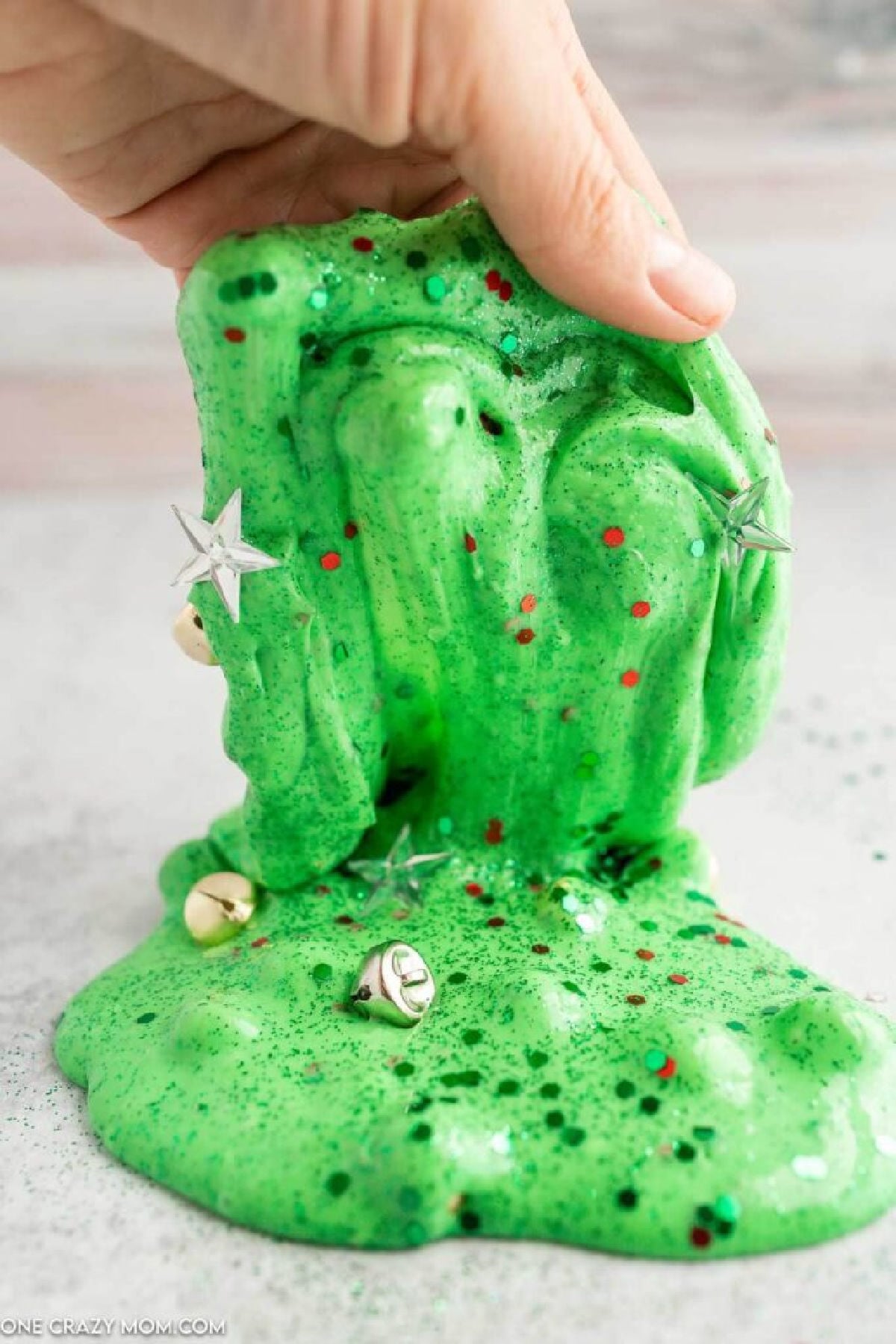 Christmas Slime spread out with confetti.