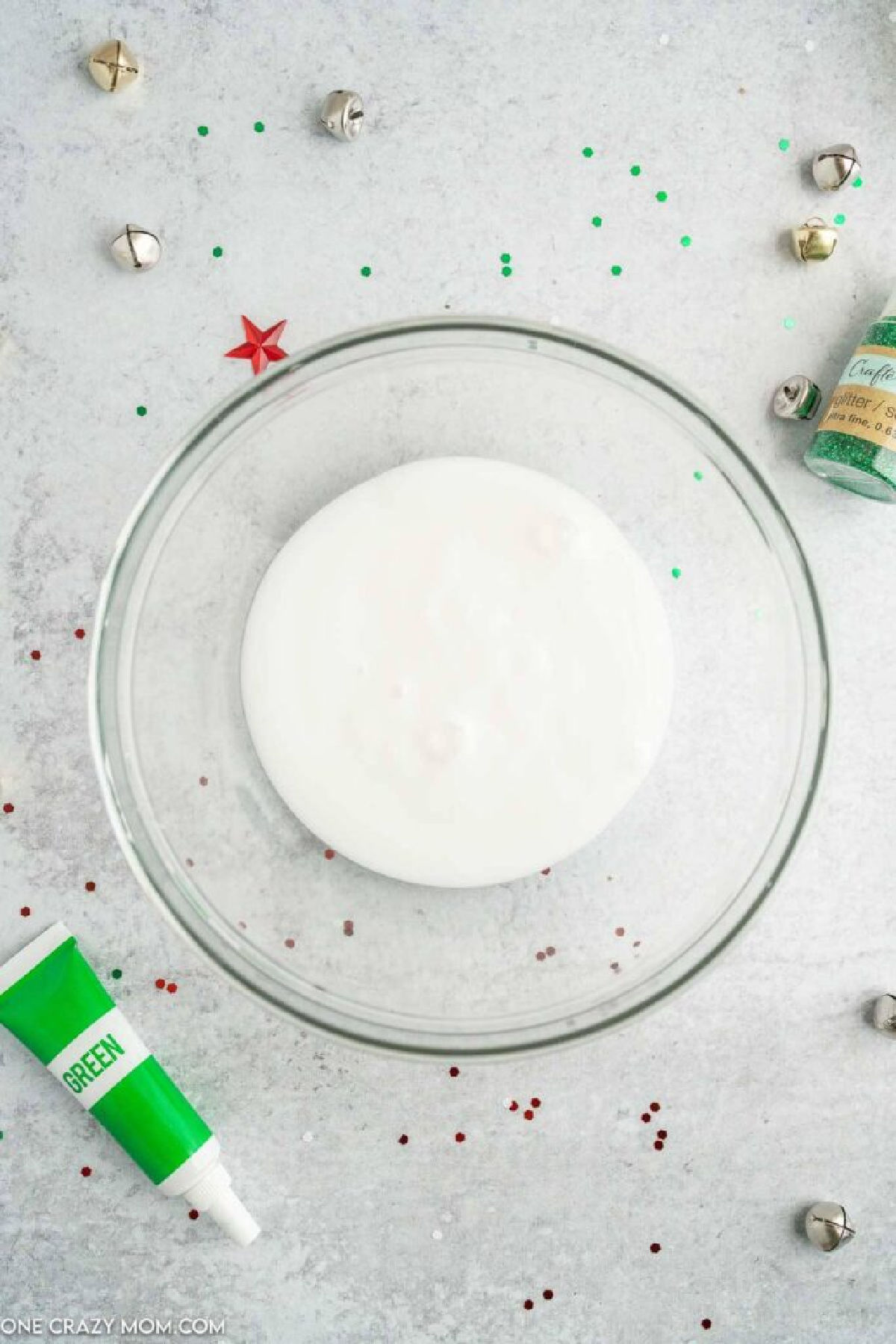 Glue in mixing bowl.