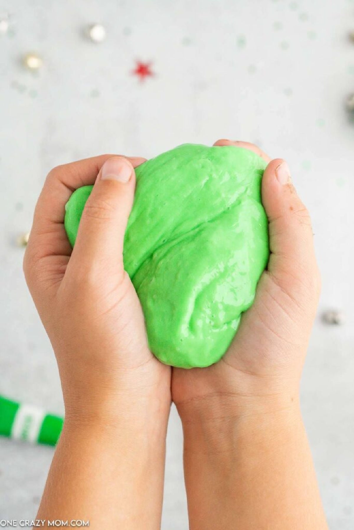 Slime in hands.
