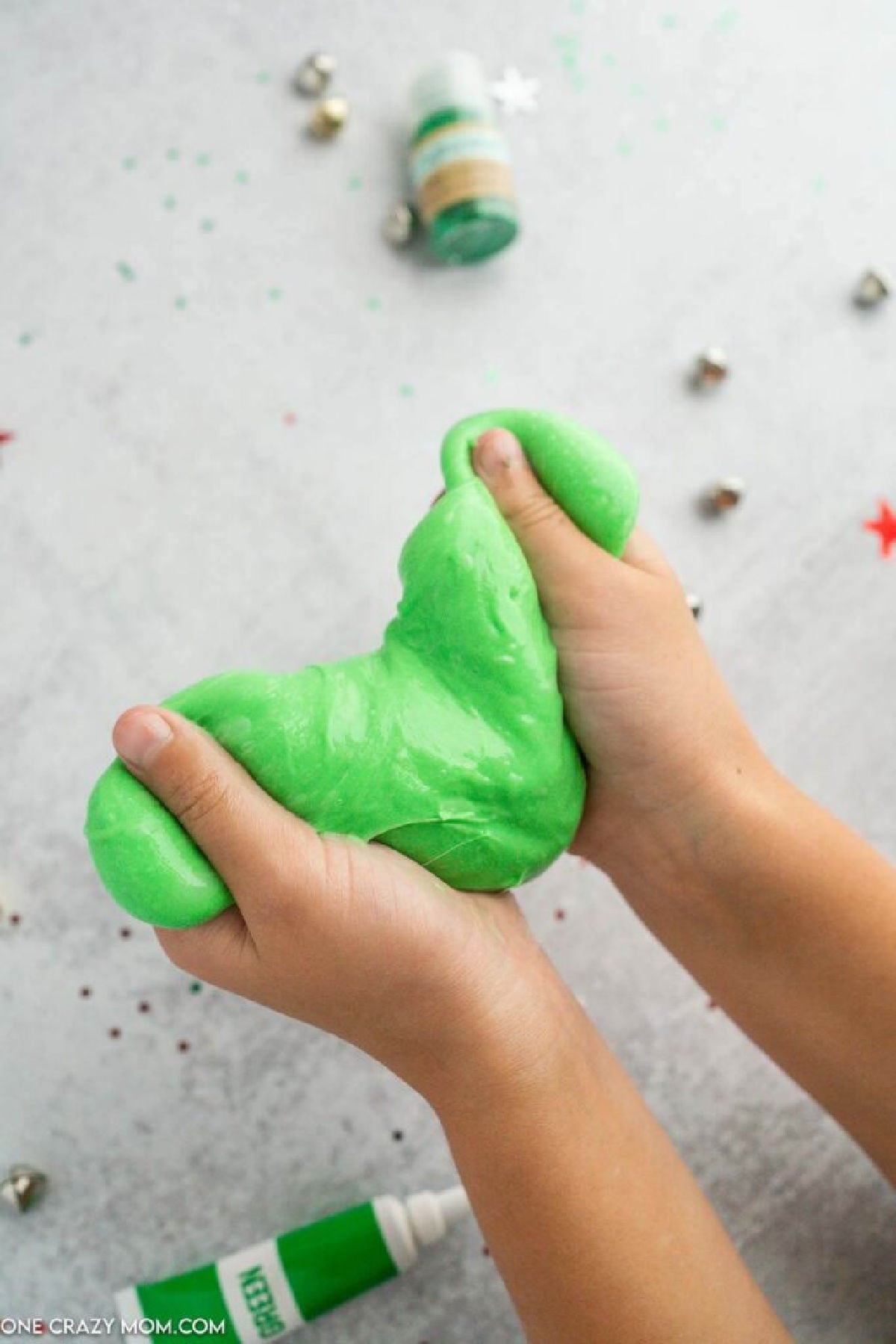 Slime in hands.