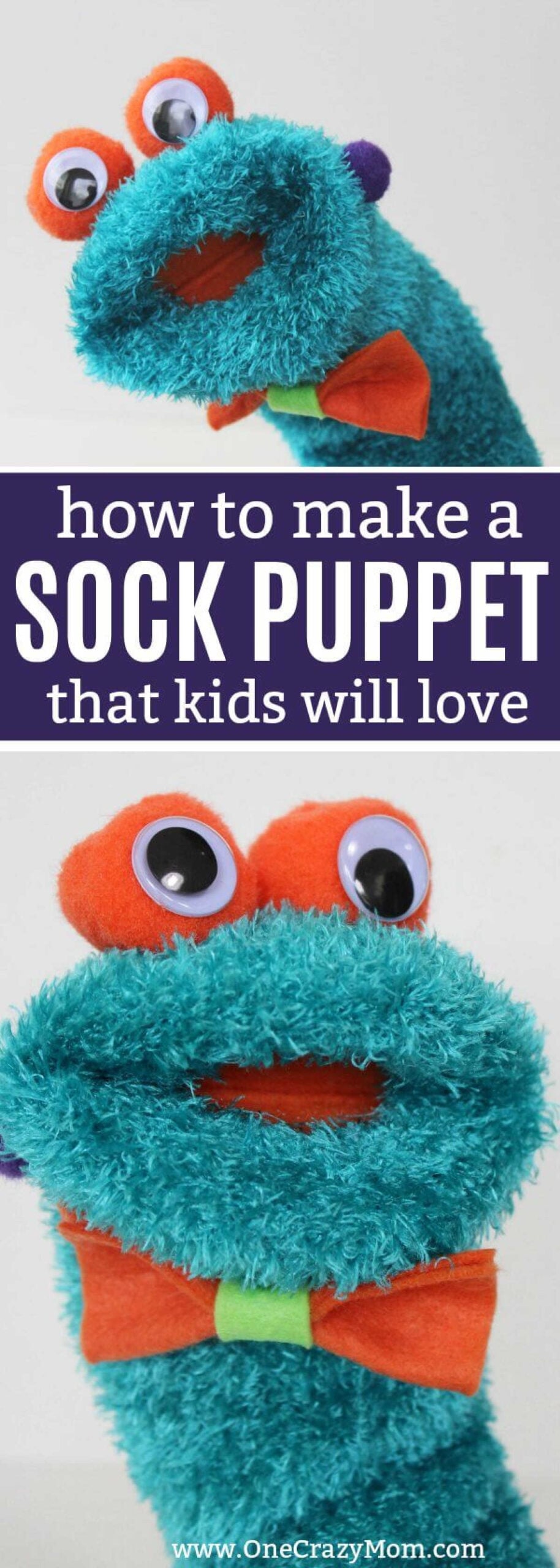 Learn how to make a hand puppet! It's very simple to make this diy sock puppet. Kids will love this easy diy hand puppet. Once you know how to make a sock puppet, it's so much fun! Make different puppets and have a puppet show!