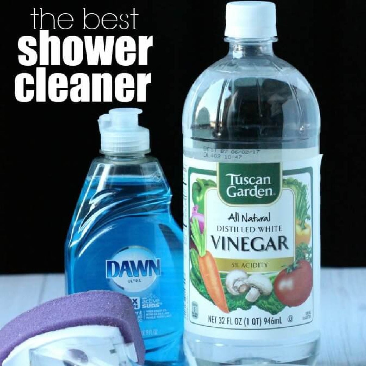 Try out the Best homemade shower cleaner. It is the Best diy Shower Cleaner with only 2 ingredients. Plus it also is the best Bathtub Cleaner! Dawn dish soap and vinegar with sponge.