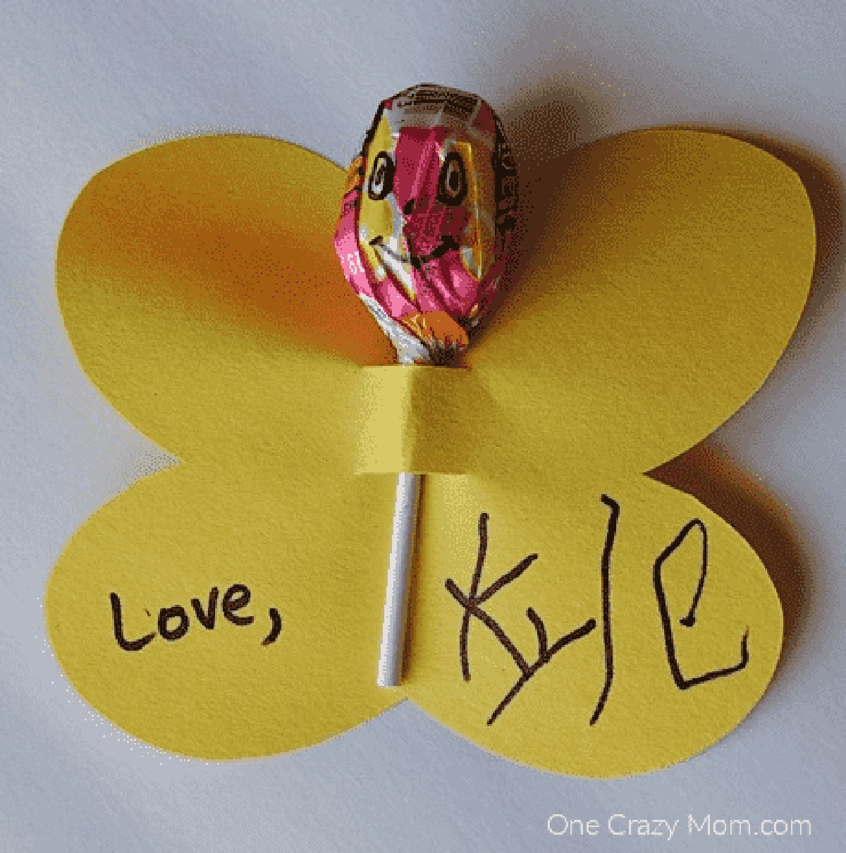 Butterfly valentine with sucker.