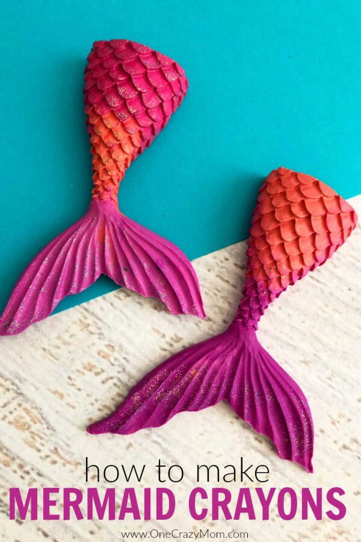 Learn how to make crayons shaped like mermaid tails! These are perfect for a mermaid birthday party. It's so easy once you know how to make crayons. Try these fun mermaid tails crayons. Kid's will love all the glitter! They are so pretty!