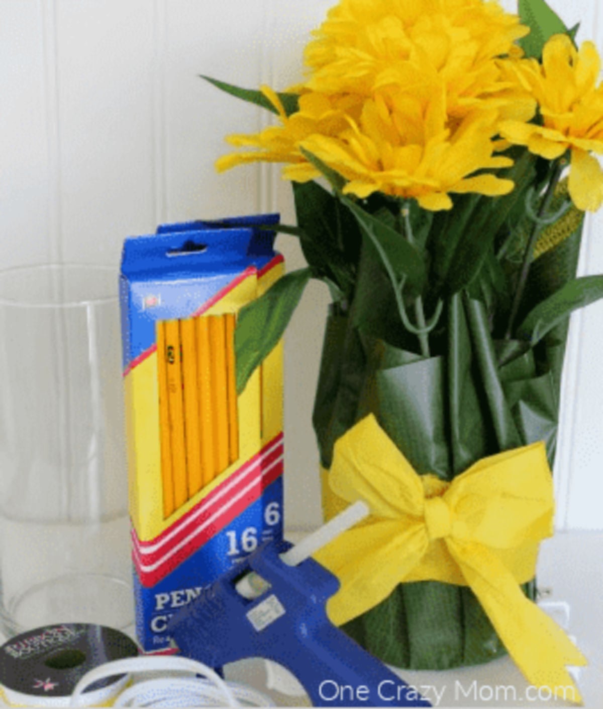 Supplies for pencil vase. 