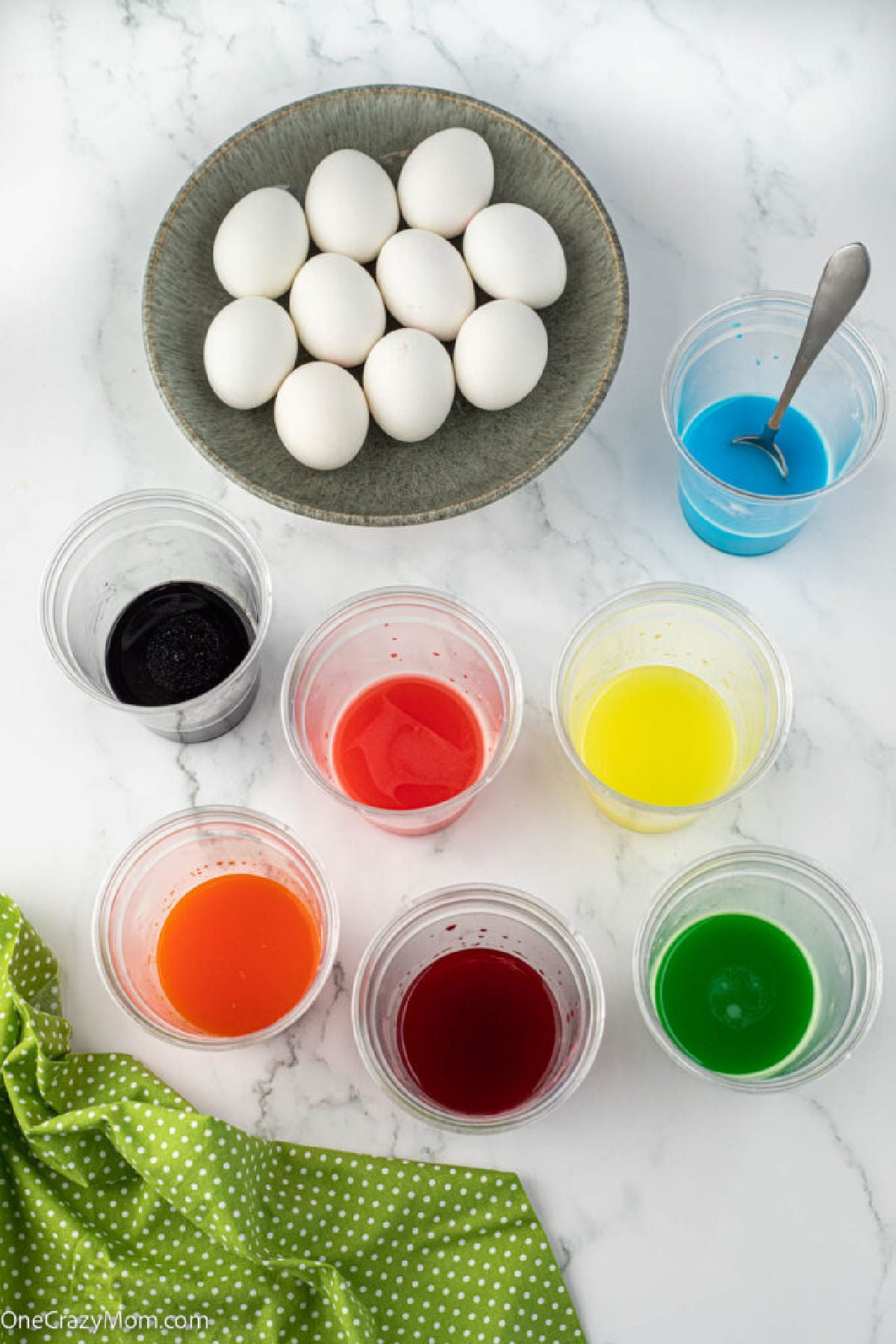 Ingredients for Kool Aid dyed eggs.