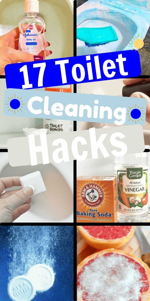 Keep your toilet bowl squeaky clean with these toilet cleaning hacks. 17 toilet bowl cleaning tricks you can try that will save time and money. Learn how to remove hard water stains, odors, and more with the best tips for the bathroom. #onecrazymom #toiletcleaninghacks