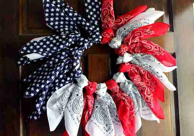 Bandana wreath on door.