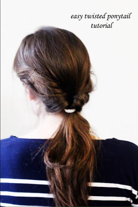 Twisted ponytail style.