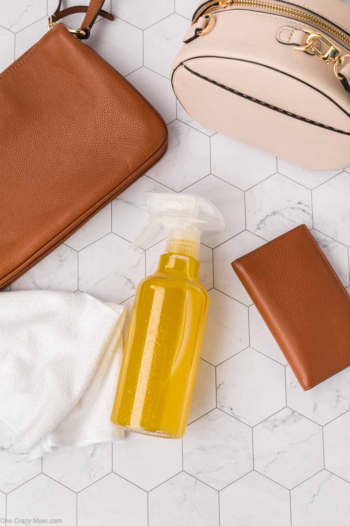 Spray bottle with cleaner ready to use.